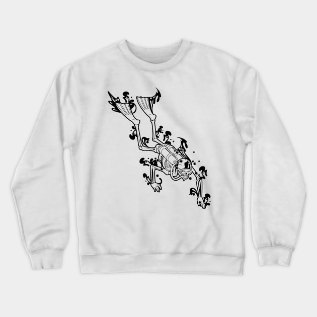 Diver Skeleton Underwater Scuba Diving Crewneck Sweatshirt by Humbas Fun Shirts